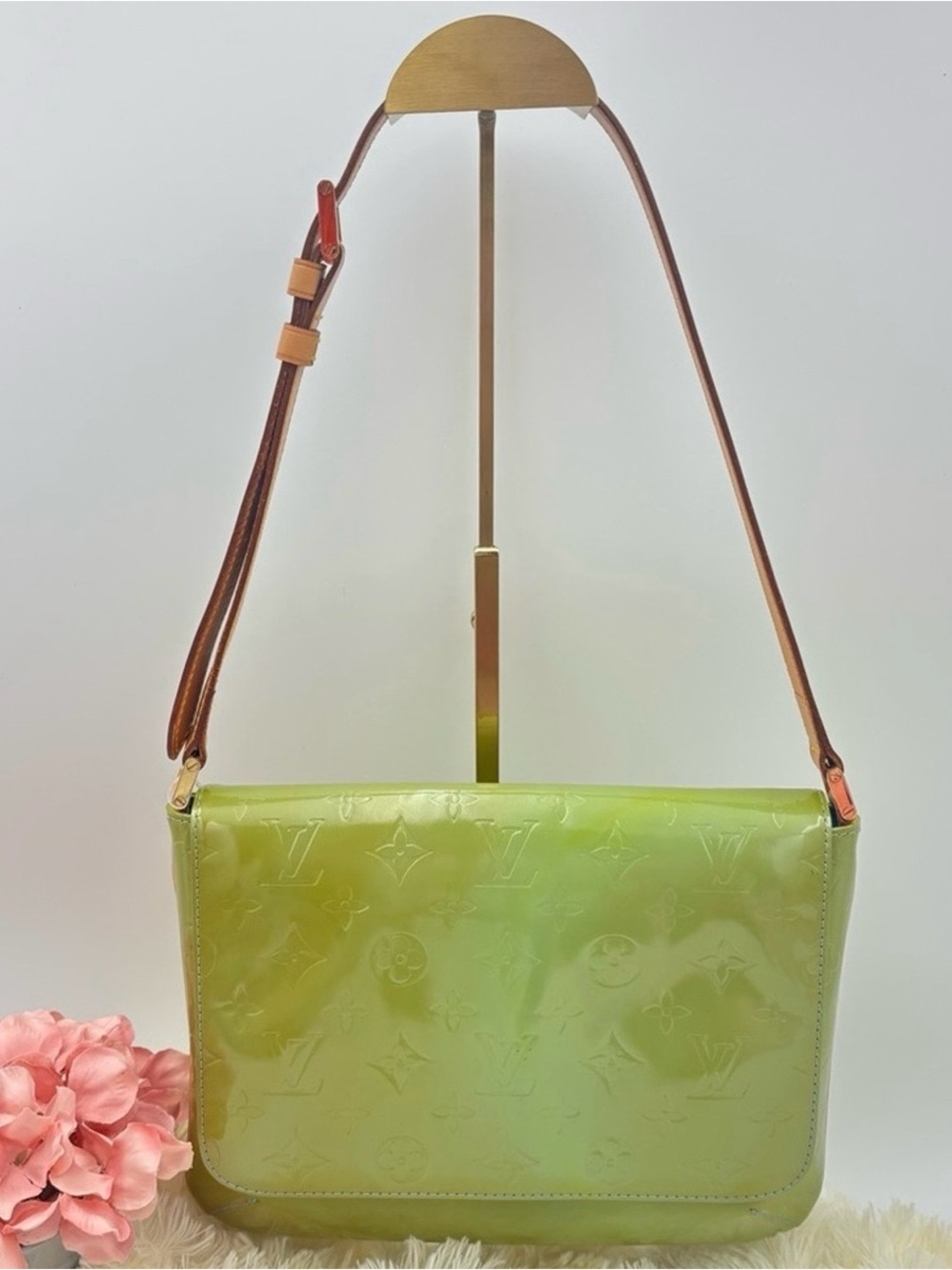 Louis Vuitton Lime Green Vernis Monogram Shoulder Bag